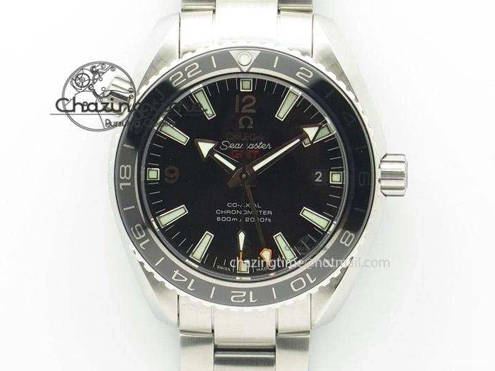 0119 Planet Ocean GMT 42mm V6F Best Edition Black Dial Silver Markers On SS Bracelet A Casual 8273